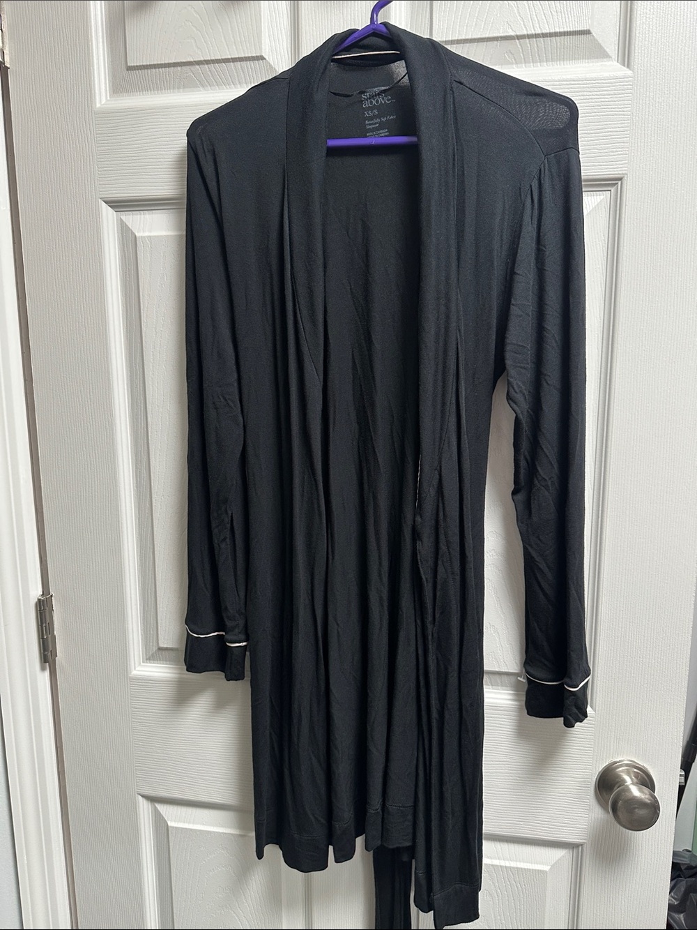 Black Open Front Robe